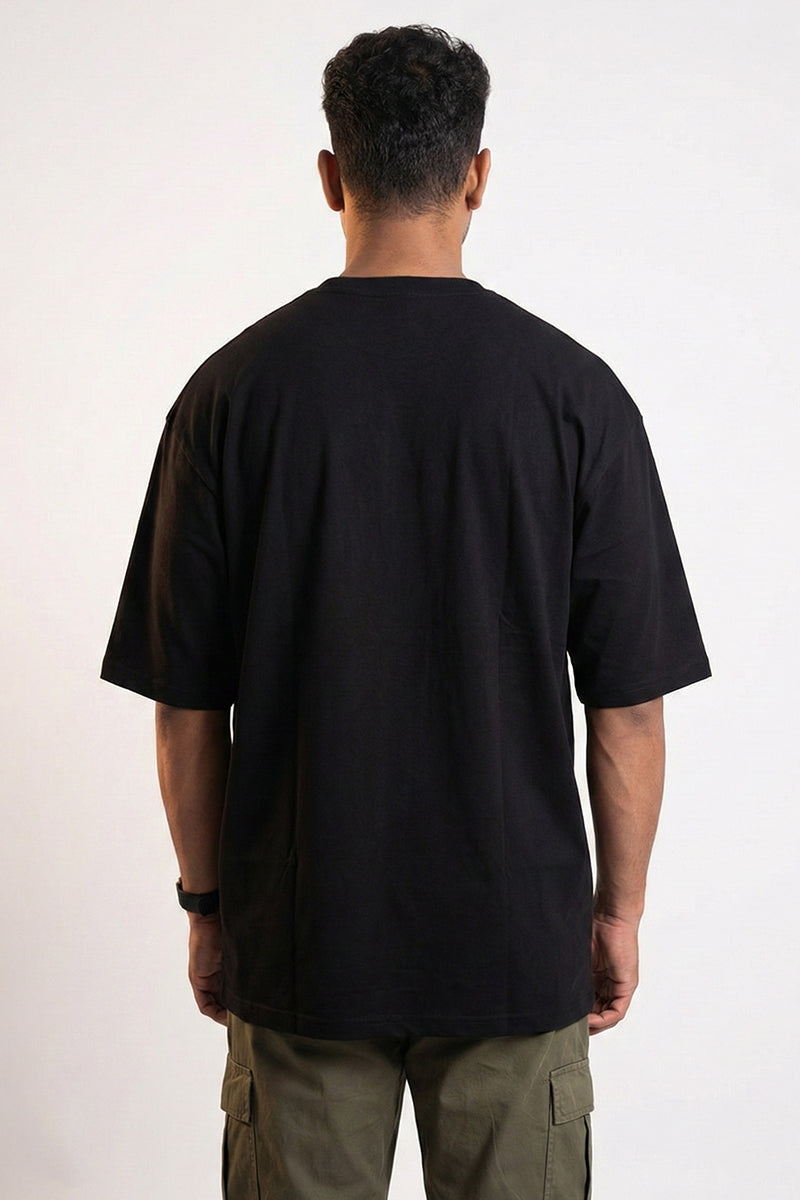 Andaman Tropical Text Oversized T-Shirt in Black