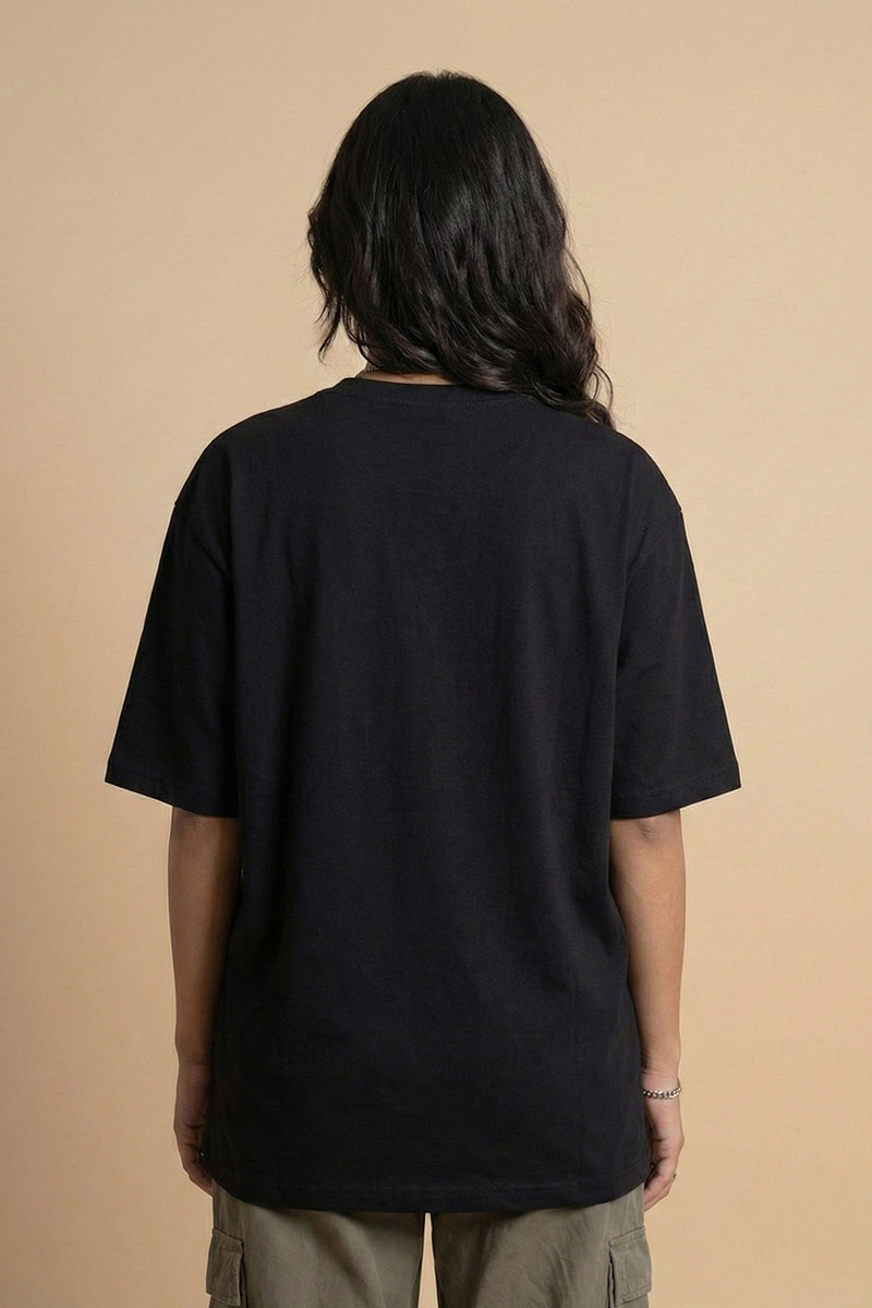 Andaman Tropical Text Oversized T-Shirt in Black