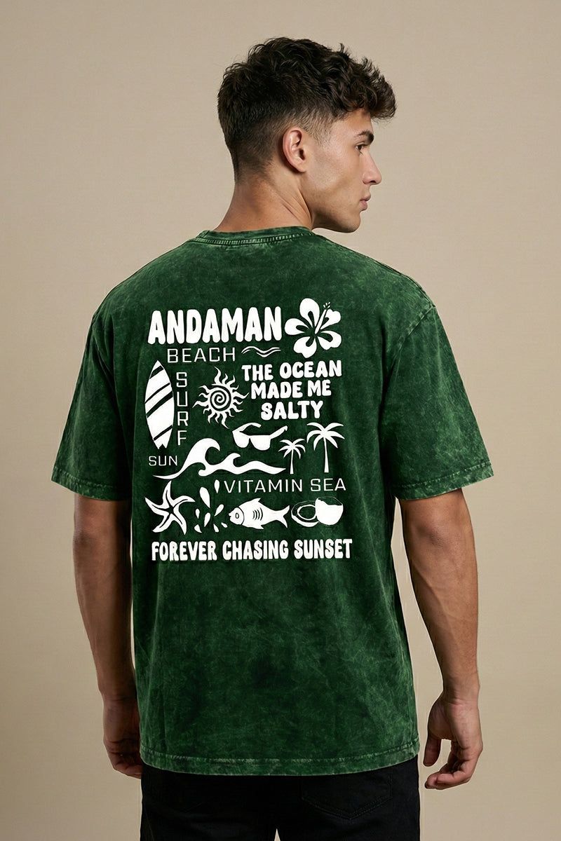 Forever Chasing Sunset – Andaman Beach Vibes Forest Green Acid Wash