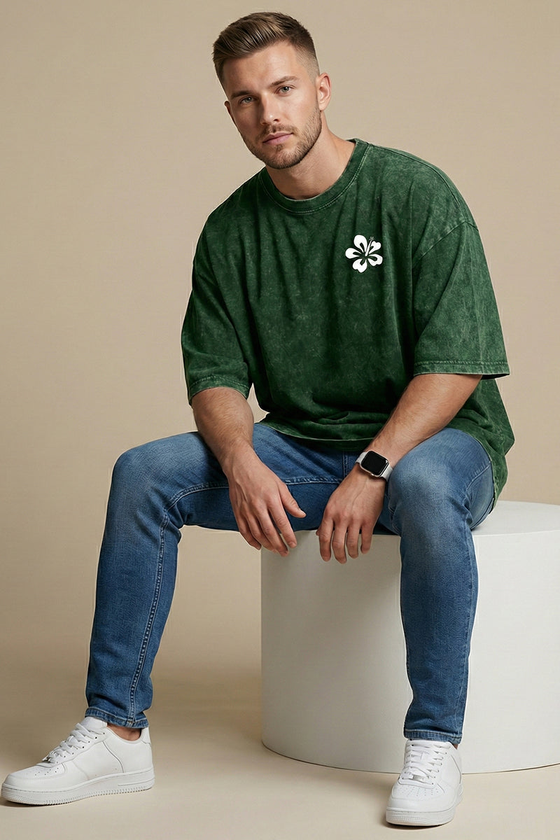 Forever Chasing Sunset – Andaman Beach Vibes Forest Green Acid Wash