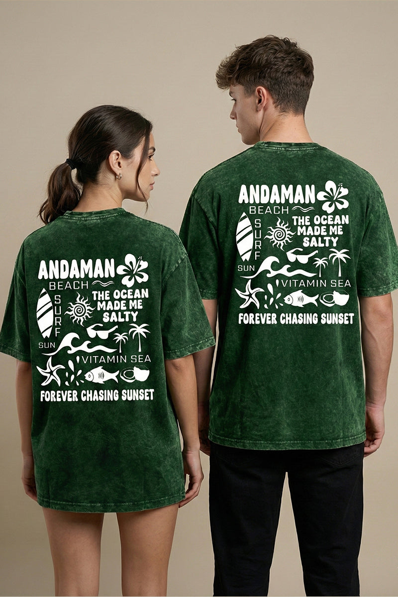 Forever Chasing Sunset – Andaman Beach Vibes Forest Green Acid Wash