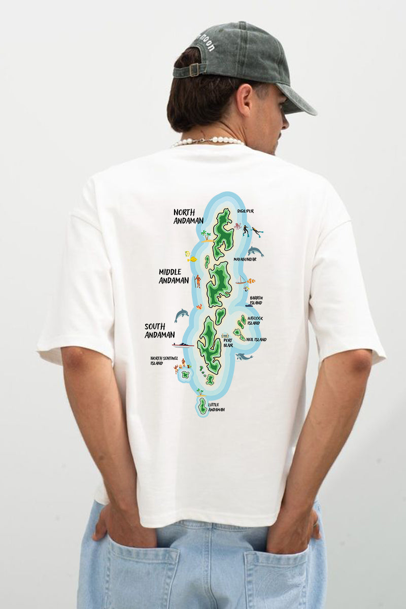 A&N Island White Oversized Cotton T-Shirt – Explore the Andaman Vibes!