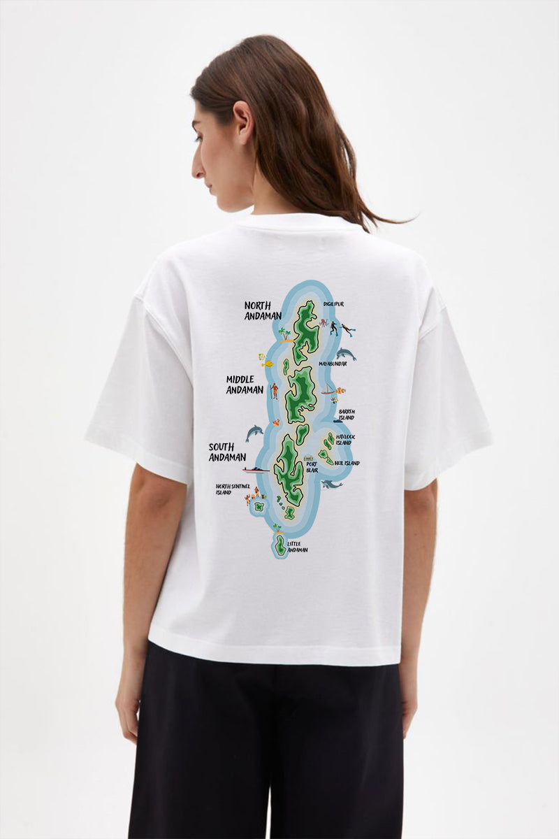 A&N Island White Oversized Cotton T-Shirt – Explore the Andaman Vibes!