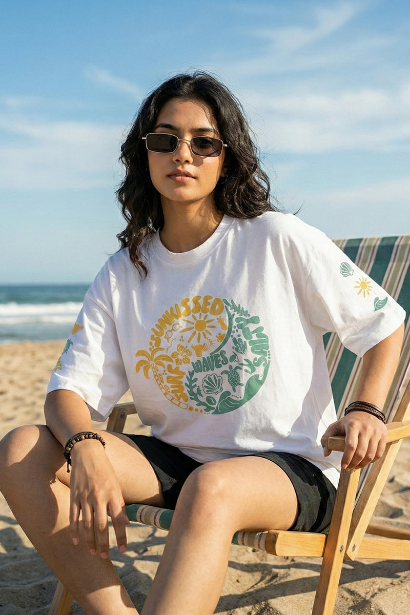 Sunkissed Waves Oversized Graphic T-Shirt