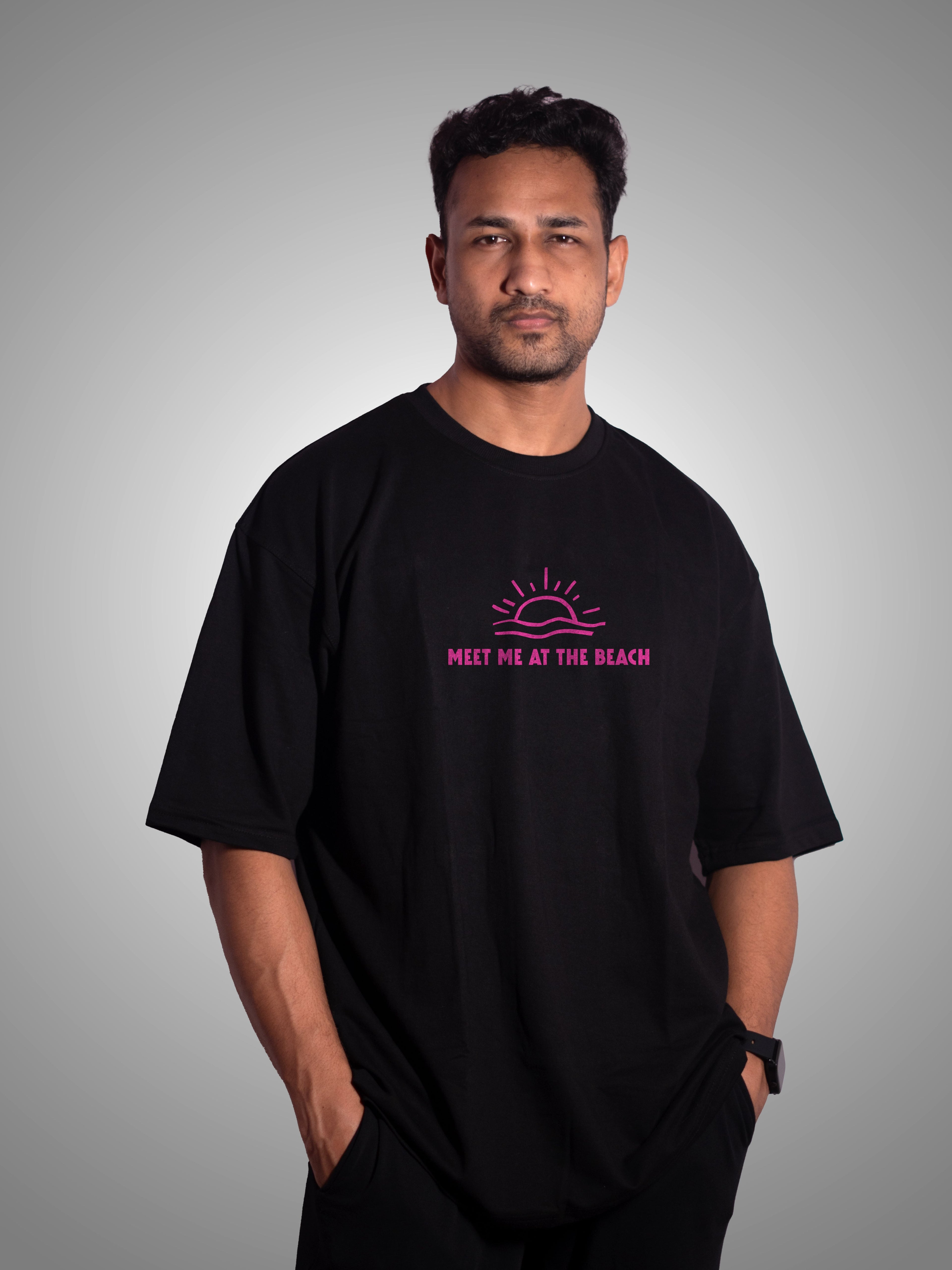 Thalassophile Iconic Beach Black Oversized T-Shirt