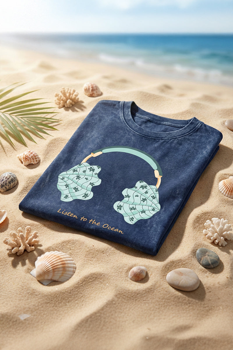 Listen to the Ocean Acid Wash Oversized T-Shirt