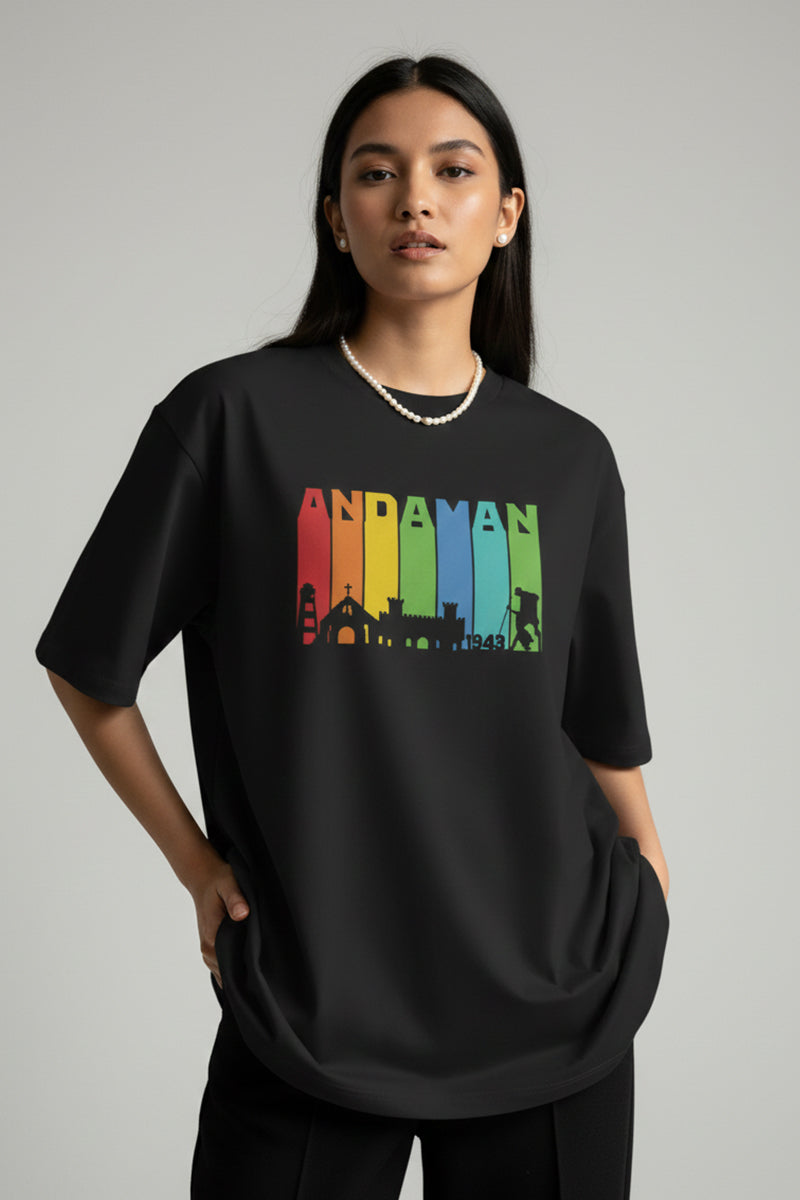 Andaman Adventure Black Oversized T-Shirt